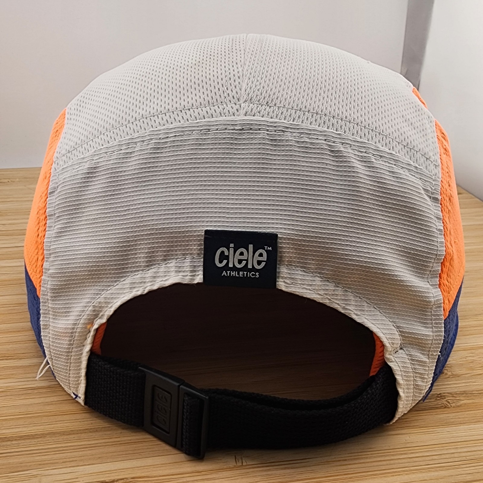 Ciele Athletics 7 Panel Hat, White & Blue Cap, COOLwick, Buckle Strapback