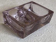 Antique Double Open Salt Cellar Heavy Pressed Glass Turned Purple by Nevada Sun