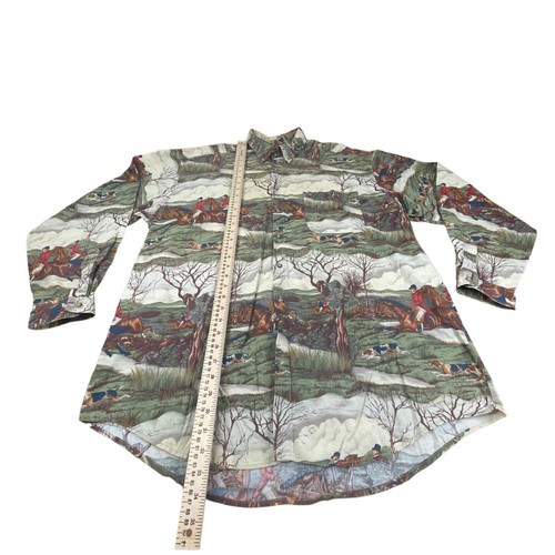Vintage Tango Button Down by Max Raab XL Horse Back Hound Hunting All Over Print - Picture 3 of 7