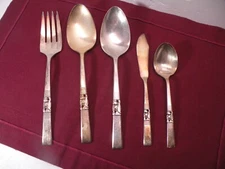 5 Serving Pieces MORNING STAR Oneida Community Silverplate Hostess Set 1948