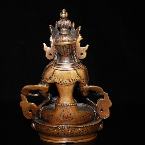 Buddhism pure copper lotus base hand made Vajrasattva Buddha statue ornament - Picture 3 of 9