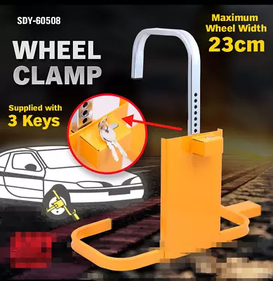NEW HIGH SECURITY CAR CARAVAN TRAILER BOAT WHEEL CLAMP