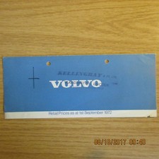 VOLVO 144 145 164 1800ES Saloon Estate Fastback Sports Coupe UK PRICE LIST 1972