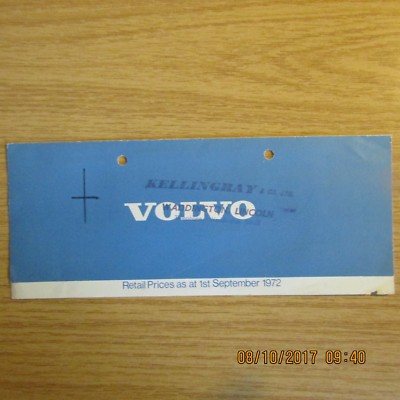 VOLVO 144 145 164 1800ES Limousine Kombi Fastback Sportcoupe UK PREISLISTE 1972