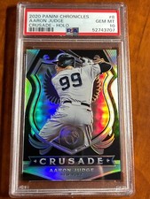 2020 PANINI CHRONICLES CRUSADE  SILVER PRIZM REFRACTOR AARON JUDGE PSA 10 POP 1