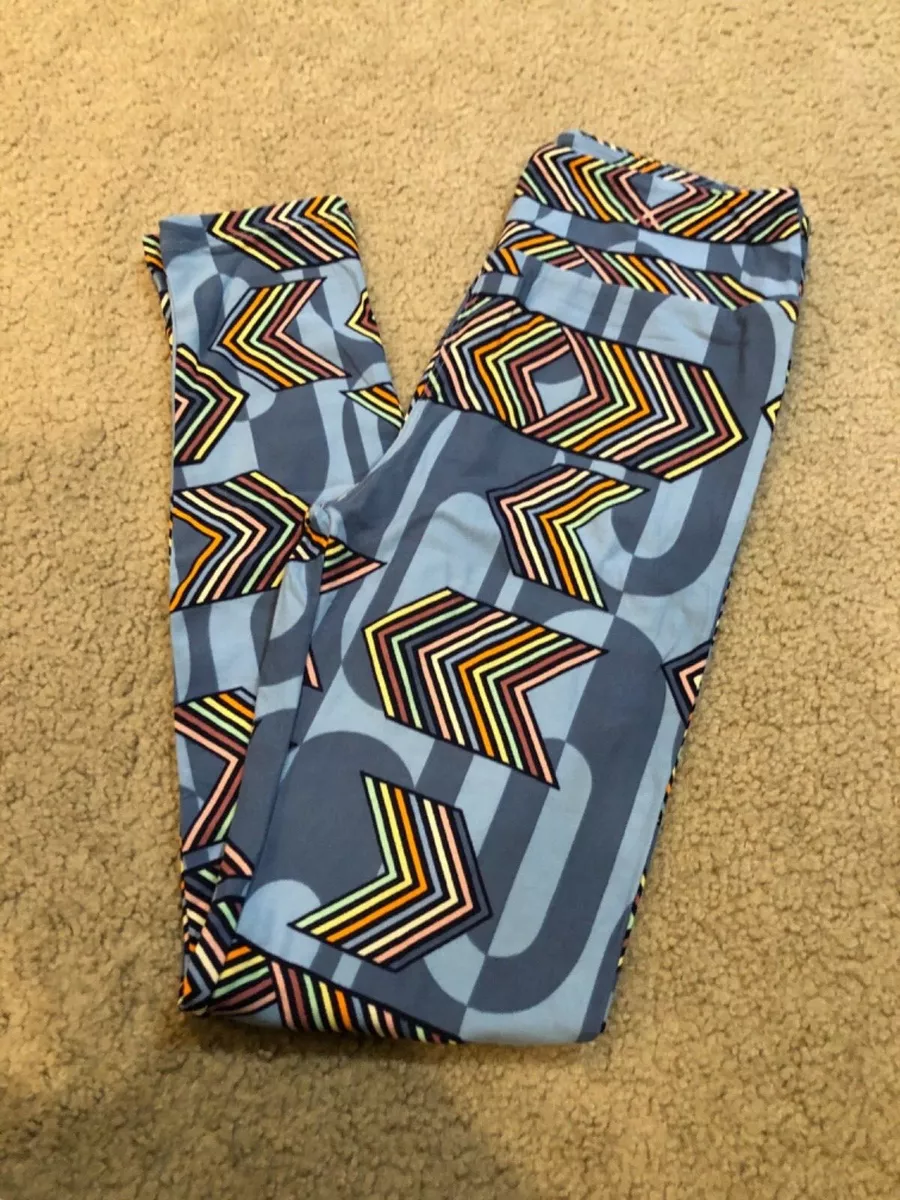 NWOT LuLaRoe Leggings One Size OS Blue Multi-Color Arrow Chevron