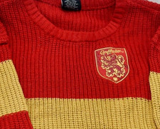 Harry Potter Midriff Quidditch Long Sleeve Sweater Gryffindor Med W NWT Red/Gold
