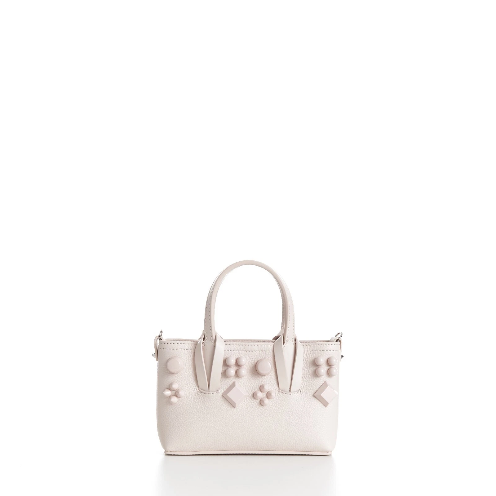 Christian Louboutin — CHRISTIAN LOUBOUTIN 1390$ Mini Cabata E/W Bag - Milk White Leather, Spikes