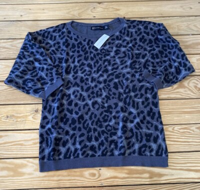 NY&C NWT Women s Cheetah Print 3/4 Sleeve sweater size XS Grey Q2