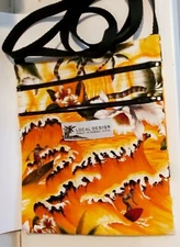 Local Design Purse Crossbody Shoulder Bag Orange Surfing Hawaii Aloha 3 Pockets