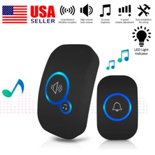 Wireless Plug-in Receiver Doorbell 2x Push Button Adjustable Volume 32 Songs