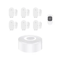 GRSICO 8-Piece Kit 2.4GHz WiFi Wireless Home Security System with Remote - White