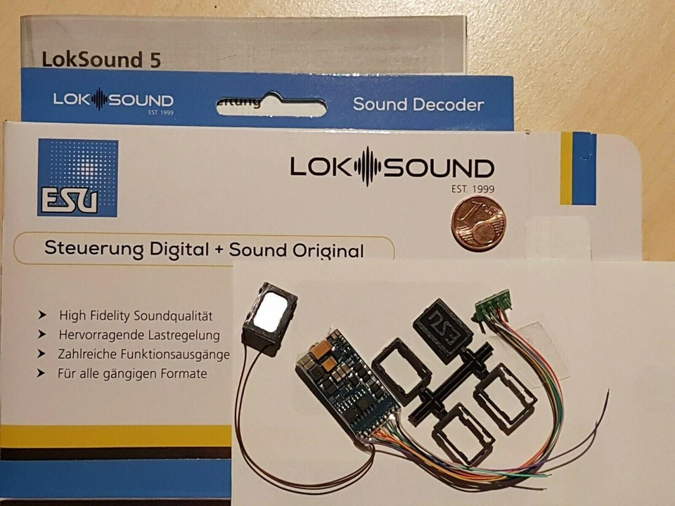 ESU 58410 H0 LokSound5 Decoder 8-pol. DCC/MOT/mfx +Lautspr. +Wunschound (54400)