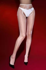Queen-tex White Bow Sexy Sheer Stockings Back Seam Pantyhose OS S M L 6326