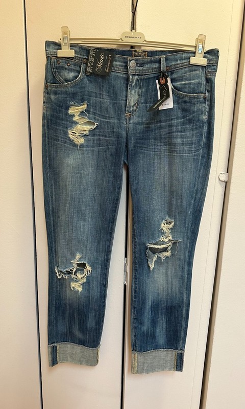 CITIZENS of HUMANITY Stretch Denim Jeans Cuffed Blue Distressed Women Size 27