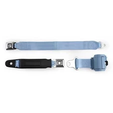 RetroBelt Powder Blue Pushbutton Retractable Lap Seat Belt Bench Seat w/ Hardwar