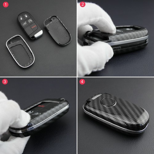 Carbon Fiber Car Key Fob Case Cover Holder For Jeep Dodge Chrysler Accessories - Picture 7 of 8