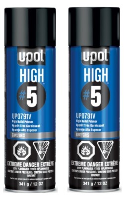 U-POL 791V High #5 Gray High Build Primer Auto Body Repair (12 oz.) (2 Pack)