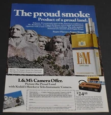 1976 Print Ad L&M Cigarette Mount Rushmore Camera Offer Promo art Kodak