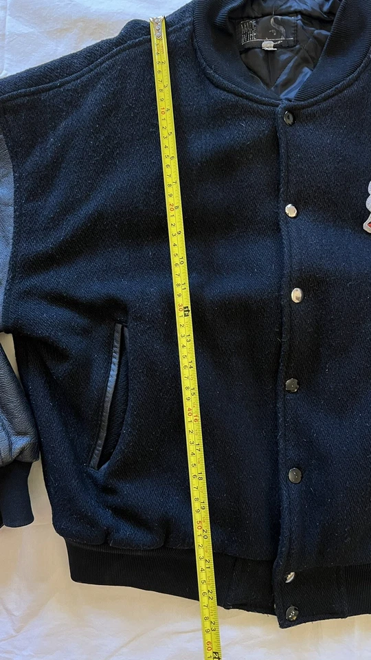 Vintage 90s bambu papers letterman Leather Varsity Jacket M/L USA Marijuana - Image 4 of 4