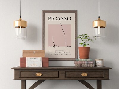 Picasso - Female Form, Exhibition Vintage Line Art Poster, Minimalist Line Drawi