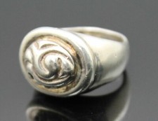 ZINA IMPRESSIVE VINTAGE RELIEF SWIRL HIGH SETTING STERLING SILVER RING SIZE 6.75