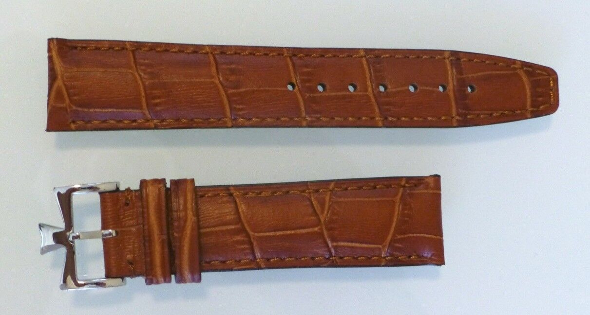 22mm Brown Genuine Leather Band Strap Alligator-Style for Constantin