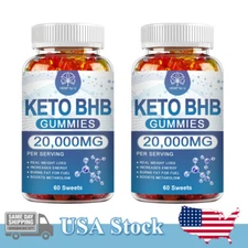 2 Bottles 20,000mg Keto BHB Gummies Fat Burner Weight Loss Suppress Appetite