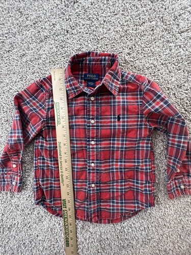 Ralph Lauren Polo Boys Blue White Button Up Collared Shirt Size 4T Plaid - Picture 5 of 6