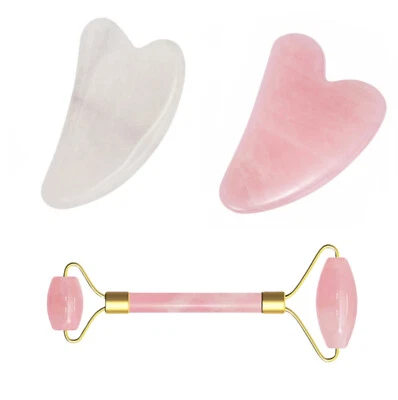 WG Jade Gua Sha Stein Rose Natürliches Gesicht Körper Massagegerät Quarz Gesichtsschaber Therapie