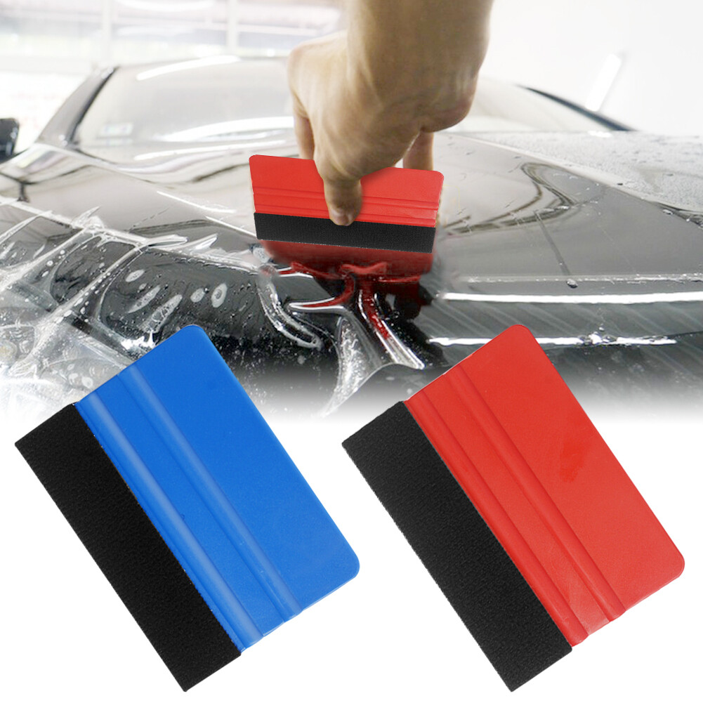 2-Piece Plastic Felt Squeegee Set - Decal Application Tool For Vinyl, Window Tint & Wallpaper