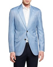 EMPORIO ARMANI LIGHT BLUE SOLID BAMBOO VISCOSE SPORT COAT SIZE 46R RETAIL 1600