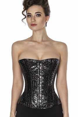 Korsett Corsage Lack Schwarz Croco lang normal phK0