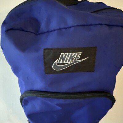 Vintage 90s Nike Backpack Dark Blue Book Bag Padded Strap