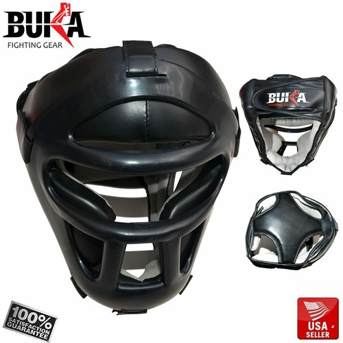 Buka Detachable Bar Head Guard Helmet Premium Synthetic Leather MMA Boxing - Picture 8 of 13