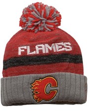 Calgary Flames Reebok NHL Hockey Locker Room Knit Beanie Pom Winter Hat