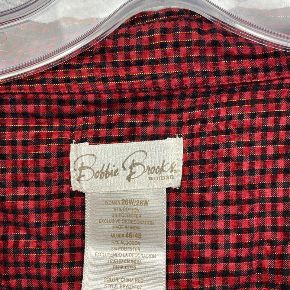 Camisa roja Bobbie Brooks para mujer talla grande 25w - 28w invierno estampado gráfico 1F Foto 3 de 4