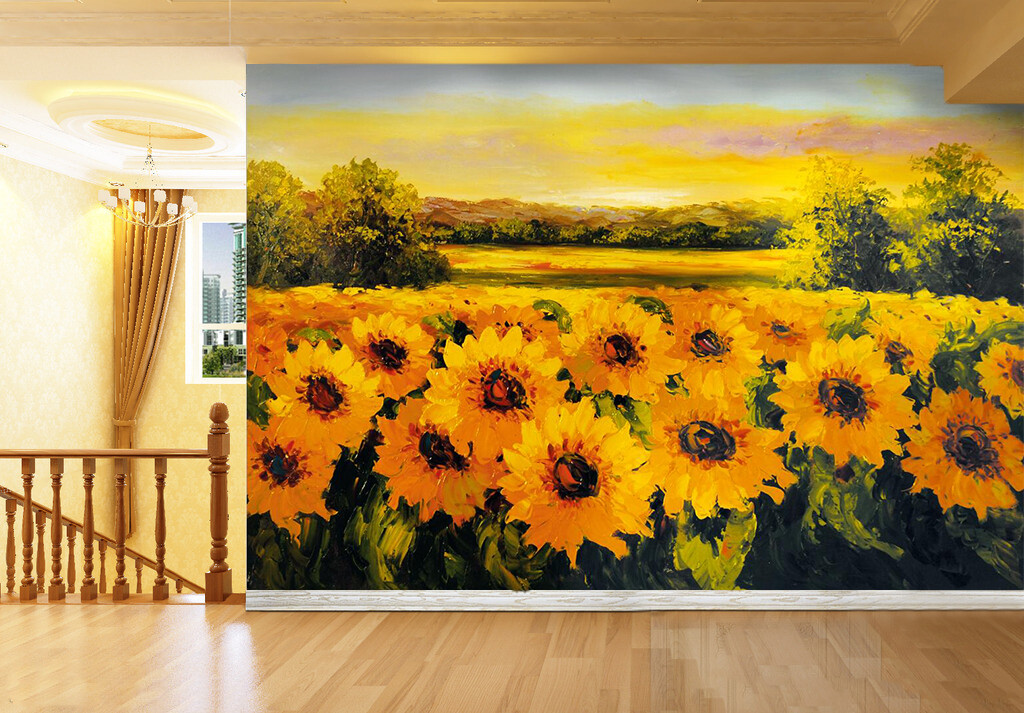 3D Yellow Sunflower 2069NA Wallpaper Wall Mural Removable Self-adhesive Fay