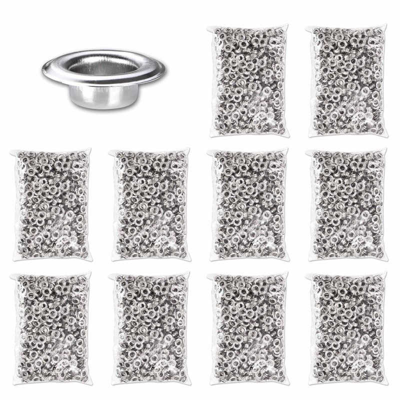 Yescom 10000 pcs Grommet Kit 3/8" Size #2 Nickel Eyelets for Fabric Tarp Banner
