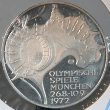 Germany 1972 D Proof Silver 10 Marks Olympics coin - Olympic Stadium, .3115 ASW