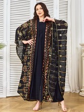 Islamic Women Muslim Sets Open Abaya Cardigan Long Maxi Dress 2 Piece Modest New