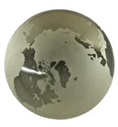 Vintage Signed Tiffany & Co Clear & Frosted Etched Glass World Globe Paperweight