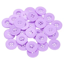 60pcs 32L Sewing Buttons 4/5" Resin Round Flat 4-Hole Craft Buttons, Purple
