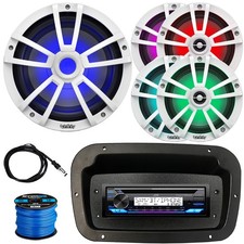 JVC Bluetooth Receiver, 4x 6.5" 225W Speaker, 10" Marine Audio RGB LED Subwoofer