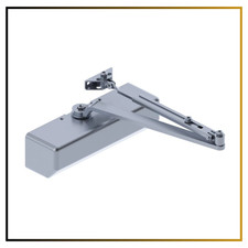 Aluminum Surface Door Closer Multi-Mount Adjustable Spring Size Heavy-Duty Gray