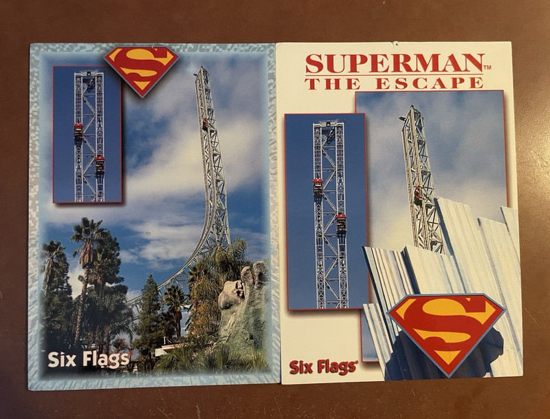 Six Flags Superman The Escape Amusement Park Postcards Lot of 2