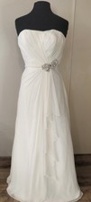 Jenny Yoo Size 2 White A-Line Sweetheart Strapless Beaded Ruching Dress