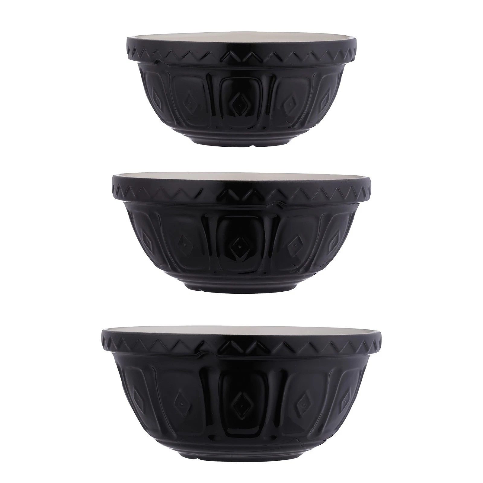 Mason Cash Color Mix Black Size 12, Size 18, Size 24 Mixing Bowl Set of 3