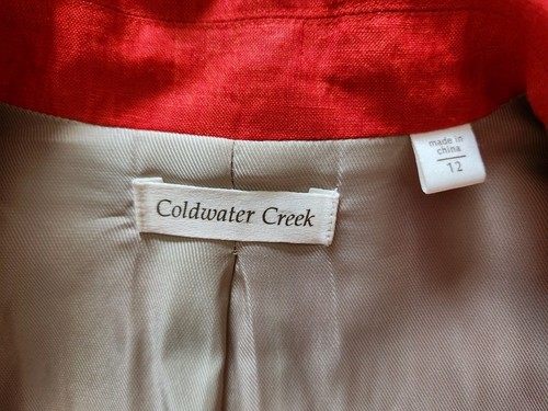 Coldwater Creek Womens Linen Open Front Blazer Jacket Red Orange Lightweight 12 - Picture 8 of 9