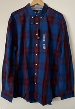 NWT Men's Tommy Hilfiger Blue Red Classic Fit Long Sleeve ButtonDown Shirt T XXL
